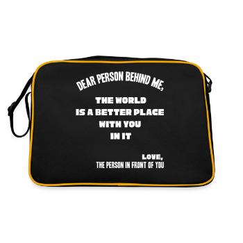 Person Hinter Mir, Ein Besserer Ort - Retro Tasche - Schwarz/Gold - Hinten