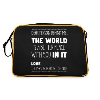 Person Hinter Mir, Ein Besserer Ort - Retro Tasche - Schwarz/Gold - Hinten