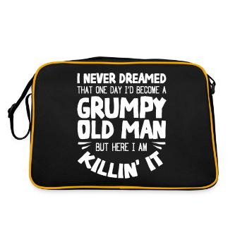 Mürrischer Alter Mann, Hier Bin Ich - Retro Tasche - Schwarz/Gold - Hinten