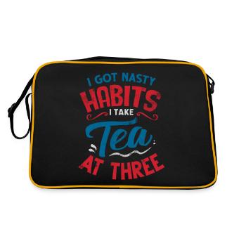 Tea lovers, tea drinkers, tea, tea time - Retro Bag - black/gold - Back
