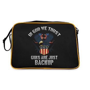 In Gott, Wir Vertrauen, Sind Waffen Nur Backup - Retro Tasche - Schwarz/Gold - Hinten
