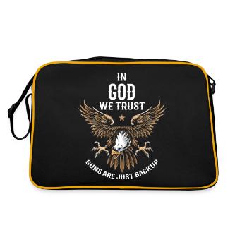 In Gott, Wir Vertrauen, Sind Waffen Nur Backup - Retro Tasche - Schwarz/Gold - Hinten