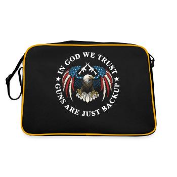 In Gott, Wir Vertrauen, Sind Waffen Nur Backup - Retro Tasche - Schwarz/Gold - Hinten