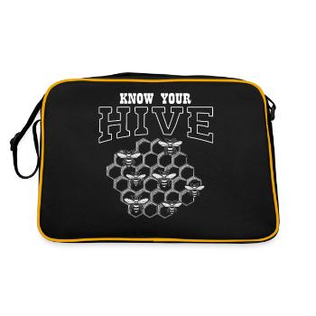 Travailleur essentiel, abeille, apiculteur, nid d’abeille - Sac Retro - noir/or - Dos