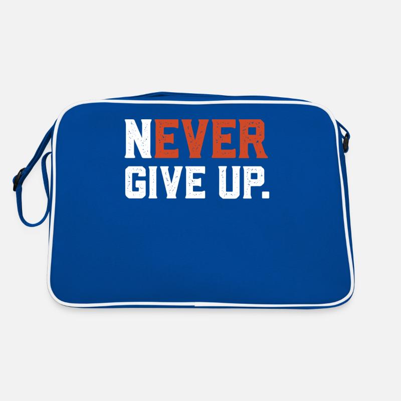 Never Give Up, Motivating Quote Retro Bag