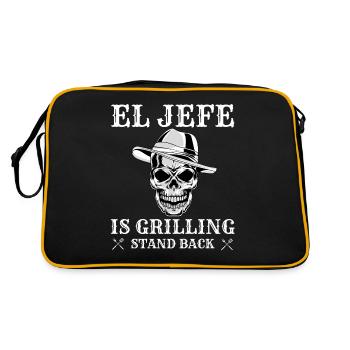 El Jefe est en train de griller, drôle de papa mexicain grillant - Sac Retro - noir/or - Dos