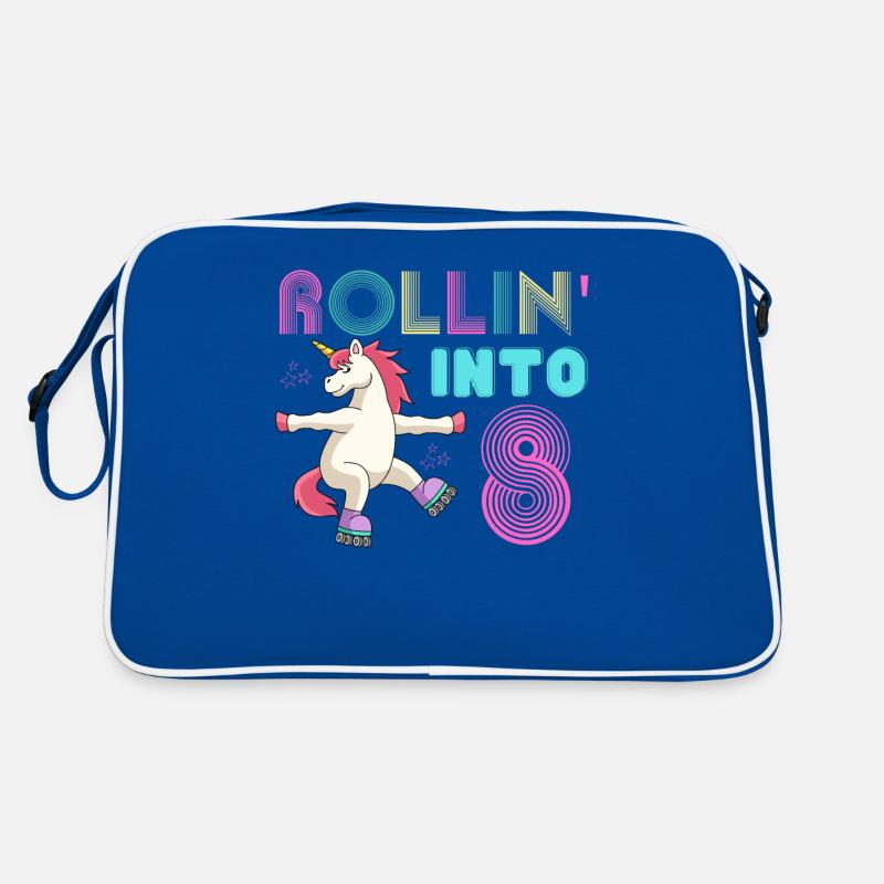 Rolling into 8 - roller scate unicorn Retro Bag