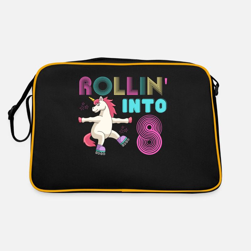 Rolling into 8 - roller scate unicorn Retro Bag