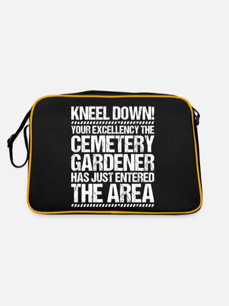 Friedhofsgärtner Friedhof Cemetery Gardener - Retro Tasche - Schwarz/Gold - Hinten