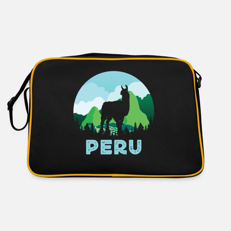 Peru, Perulama - Retro Tasche - Schwarz/Gold
