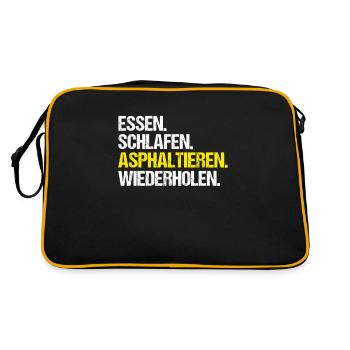 Asphaltbauer Asphaltierer Schwarzstraßenbauer - Retro Tasche - Schwarz/Gold - Hinten