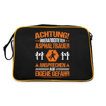 Asphaltbauer Asphaltierer Schwarzstraßenbauer - Retro Tasche - Schwarz/Gold - Hinten
