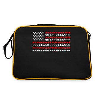 Propriétaire de caniche, Caniche drapeau américain - Sac Retro - noir/or - Dos