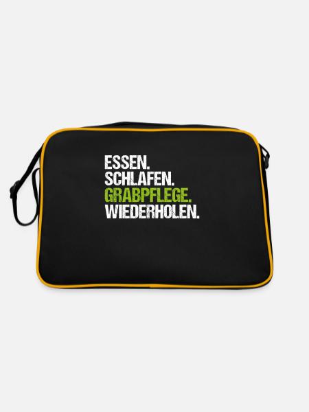 Friedhofsgärtner Friedhof Cemetery Gardener - Retro Tasche - Schwarz/Gold - Hinten