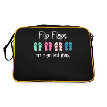Flip Flops Sind Eine Beste Freundin Für Mädchen - Retro Tasche - Schwarz/Gold - Hinten