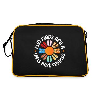 Flip Flops Sind Eine Beste Freundin Für Mädchen - Retro Tasche - Schwarz/Gold - Hinten