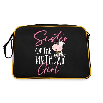 Kuhgeburtstag, Bauer Geburtstag Mädchen - Retro Tasche - Schwarz/Gold - Hinten
