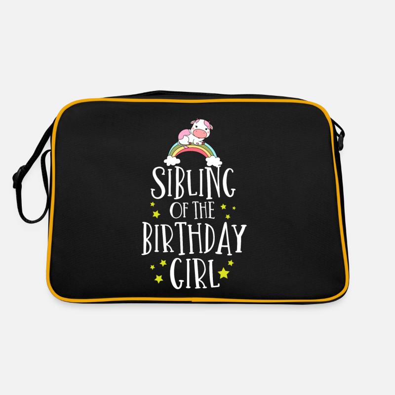 Kuhgeburtstag, Bauer Geburtstag Mädchen - Retro Tasche - Schwarz/Gold
