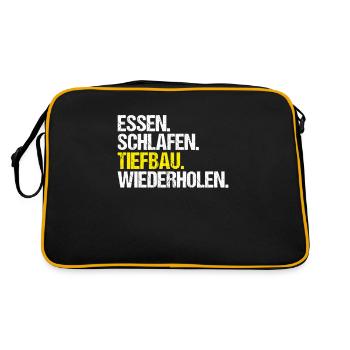 Tiefbaufacharbeiter Tiefbau Spezialtiefbauer - Retro Tasche - Schwarz/Gold - Hinten