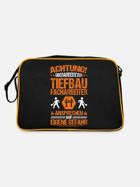 Tiefbaufacharbeiter Tiefbau Spezialtiefbauer - Retro Tasche - Schwarz/Gold - Hinten