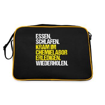 Chemielaborant Chemielaborantin Chemie Chemielabor - Retro Tasche - Schwarz/Gold - Hinten