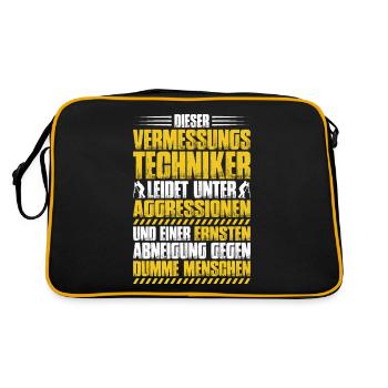 Vermessungstechniker Vermesser Land Surveyor - Retro Tasche - Schwarz/Gold - Hinten