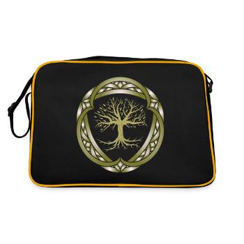 Yggdrasil Weltesche Weltenbaum Nordisch - Retro Tasche - Schwarz/Gold - Hinten