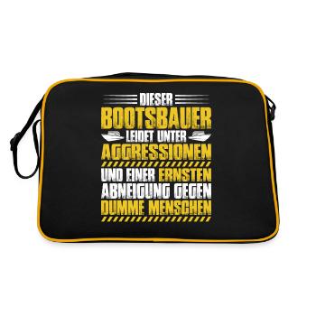 Bootsbauer Bootsbau Schiffbauer Schiffbau Boote - Retro Tasche - Schwarz/Gold - Hinten