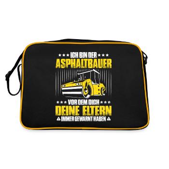 Asphaltbauer Asphaltierer Schwarzstraßenbauer - Retro Tasche - Schwarz/Gold - Hinten