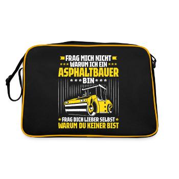 Asphaltbauer Asphaltierer Schwarzstraßenbauer - Retro Tasche - Schwarz/Gold - Hinten