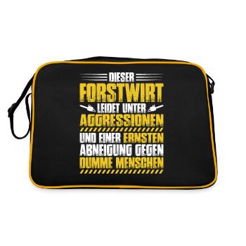 Forstwirt Forstwirtschaft Waldfacharbeiter Wald - Retro Tasche - Schwarz/Gold - Hinten