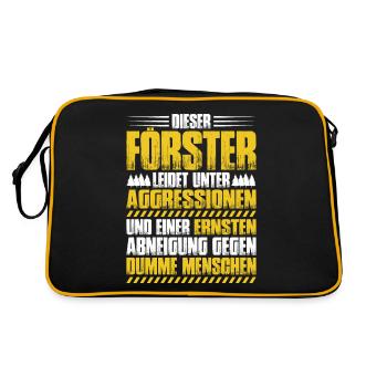 Förster Forstwirtschaft Forester Waldarbeiter Wald - Retro Tasche - Schwarz/Gold - Hinten