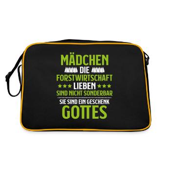 Förster Forstwirtschaft Forester Waldarbeiter Wald - Retro Tasche - Schwarz/Gold - Hinten