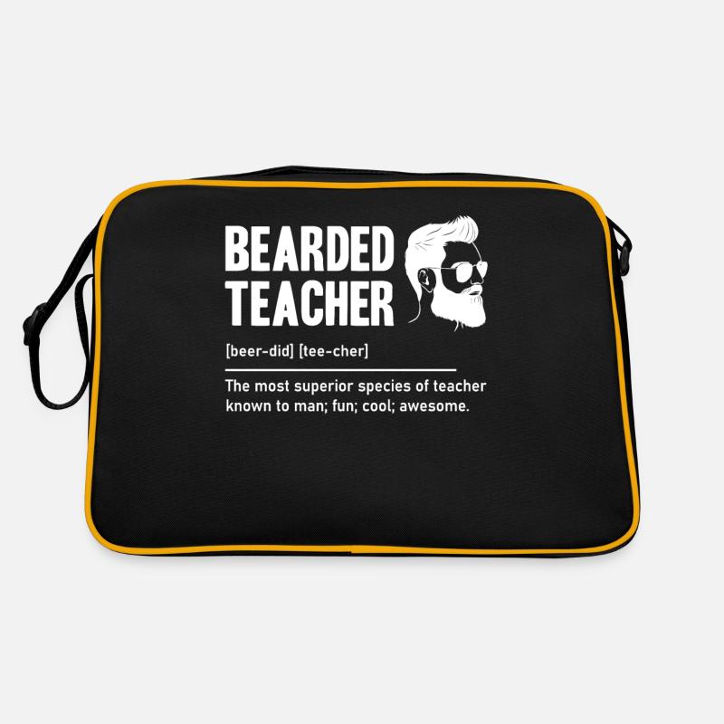 Bärtiger Lehrer, Der Das Schulleben Unterrichtet Retro Tasche