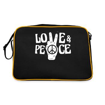 Liebe Und Frieden - Retro Tasche - Schwarz/Gold - Hinten