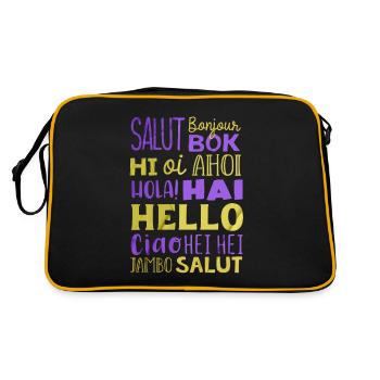 Word Hello Différentes Langues, Professeur de langue - Sac Retro - noir/or - Dos
