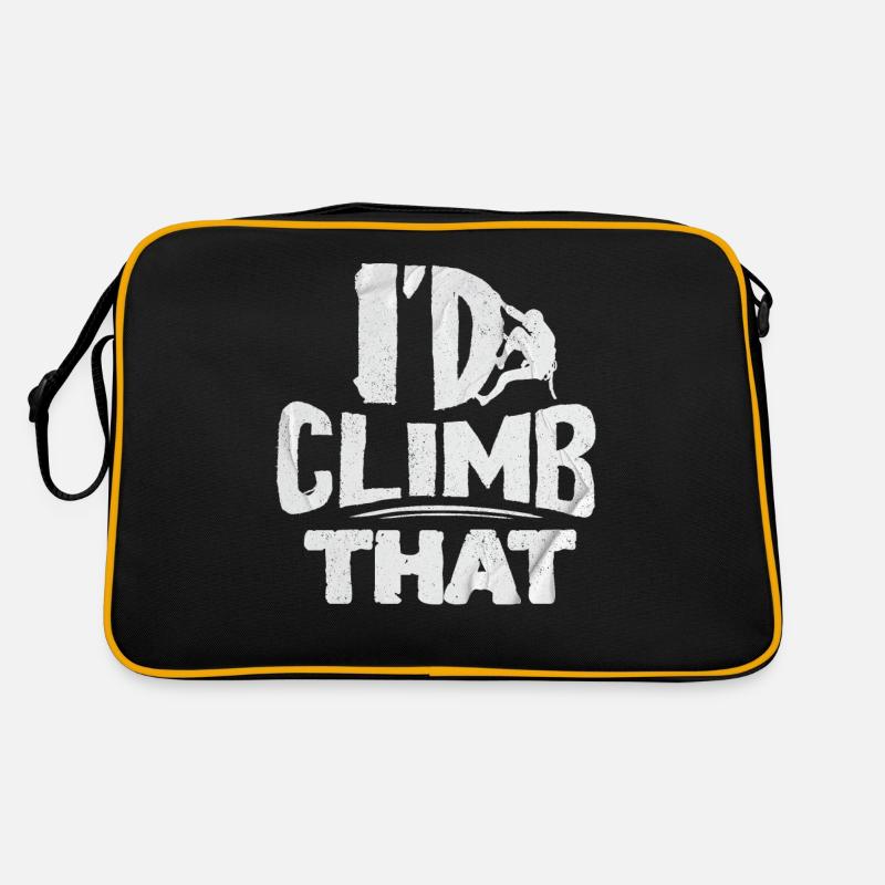 Kletterer, Einen Berg Besteigen, Boulder - Retro Tasche - Schwarz/Gold