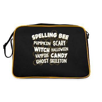 Halloween, Sorcière, Bonbons, Fantôme - Sac Retro - noir/or - Dos