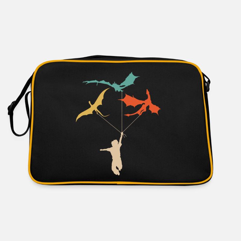 Funny Trendy Little Boy With Dragon Retro Bag