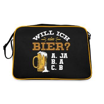 Will ich ein Bier? Biertrinker, Bier Biere saufen - Retro Tasche - Schwarz/Gold - Hinten