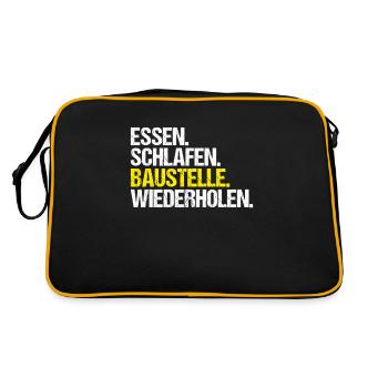 Bauarbeiter Baustelle Bauhandwerk Bauberuf Maurer - Retro Tasche - Schwarz/Gold - Hinten