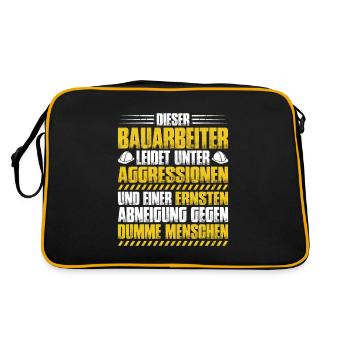 Bauarbeiter Baustelle Bauhandwerk Bauberuf Maurer - Retro Tasche - Schwarz/Gold - Hinten