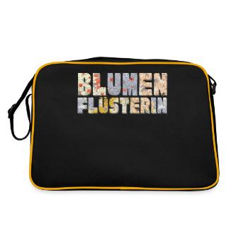 Blumenflüstering, Gärtnerin, Blumen - Retro Tasche - Schwarz/Gold - Hinten