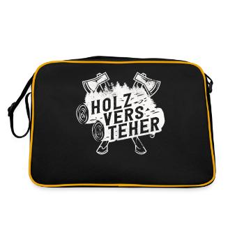 Holzversteher, Waldarbeiter, Holzfäller - Retro Tasche - Schwarz/Gold - Hinten