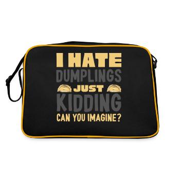 Ich Hasse Knödel, Nur Ein Scherz - Retro Tasche - Schwarz/Gold - Hinten