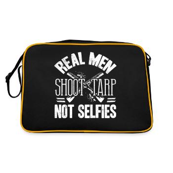 Alter Mann Schießt Falle, Falle Schießen - Retro Tasche - Schwarz/Gold - Hinten