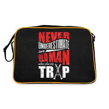 Alter Mann Schießt Falle, Falle Schießen - Retro Tasche - Schwarz/Gold - Hinten