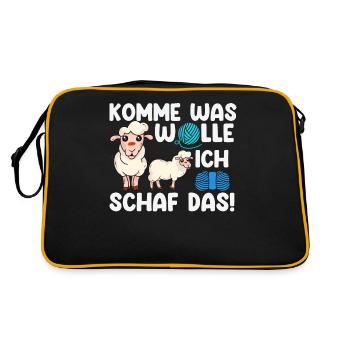 Schaf, Hirte, Schafhirte, Schafzucht - Retro Tasche - Schwarz/Gold - Hinten