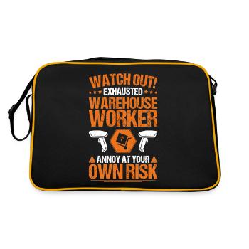 Fachkraft für Lagerlogistik Warehouse Worker Lager - Retro Tasche - Schwarz/Gold - Hinten