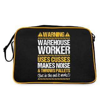 Fachkraft für Lagerlogistik Warehouse Worker Lager - Retro Tasche - Schwarz/Gold - Hinten